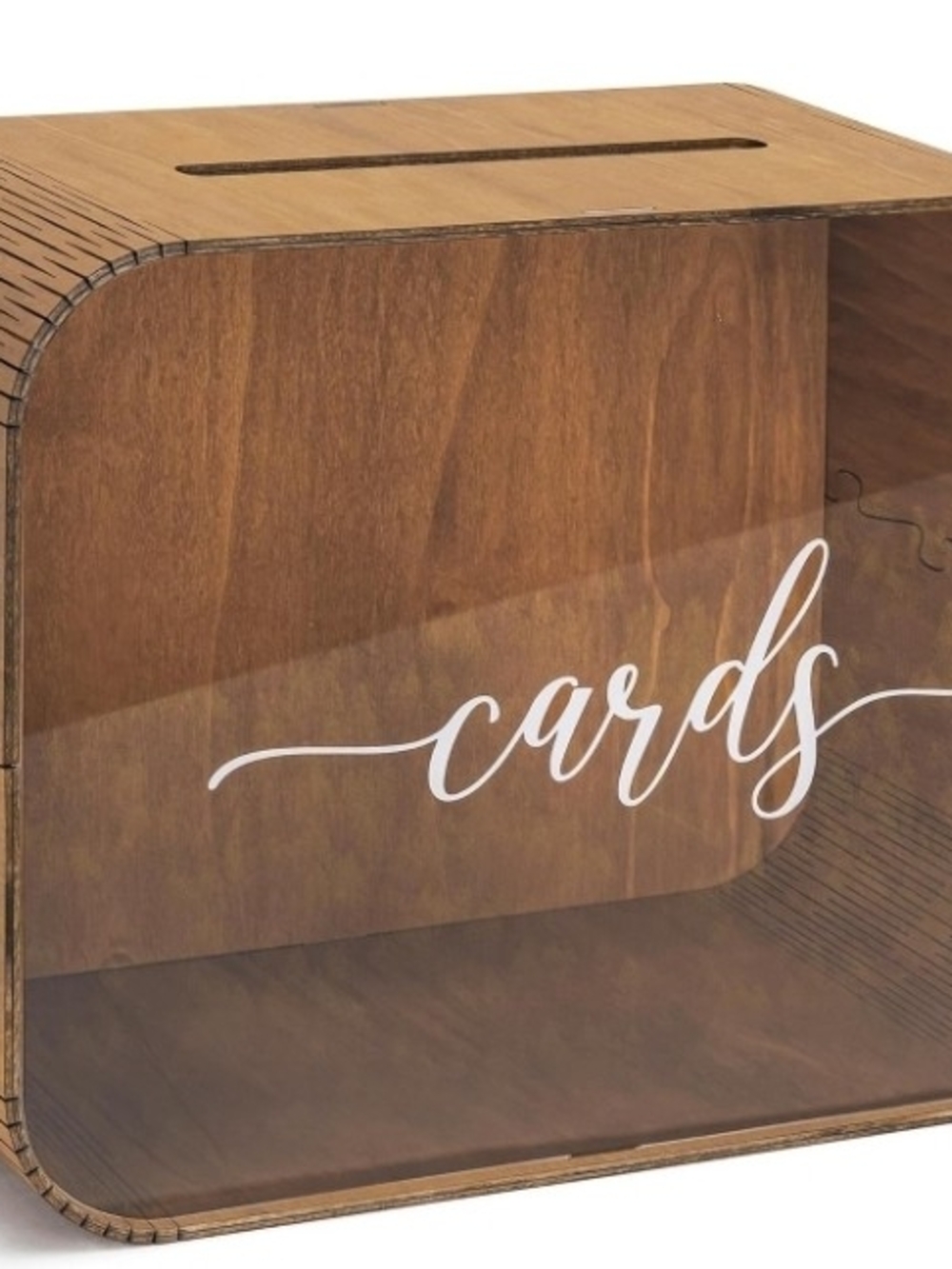Wooden Card Box with Acrylic Front - Brown